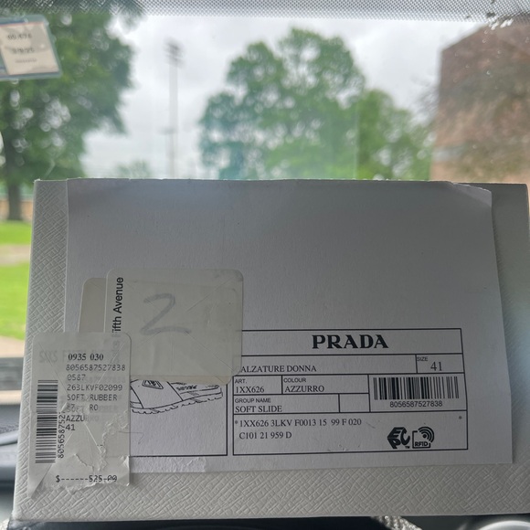 PRADA LOGO BLUE RUBBER SANDALS SLIDES - Picture 12 of 12